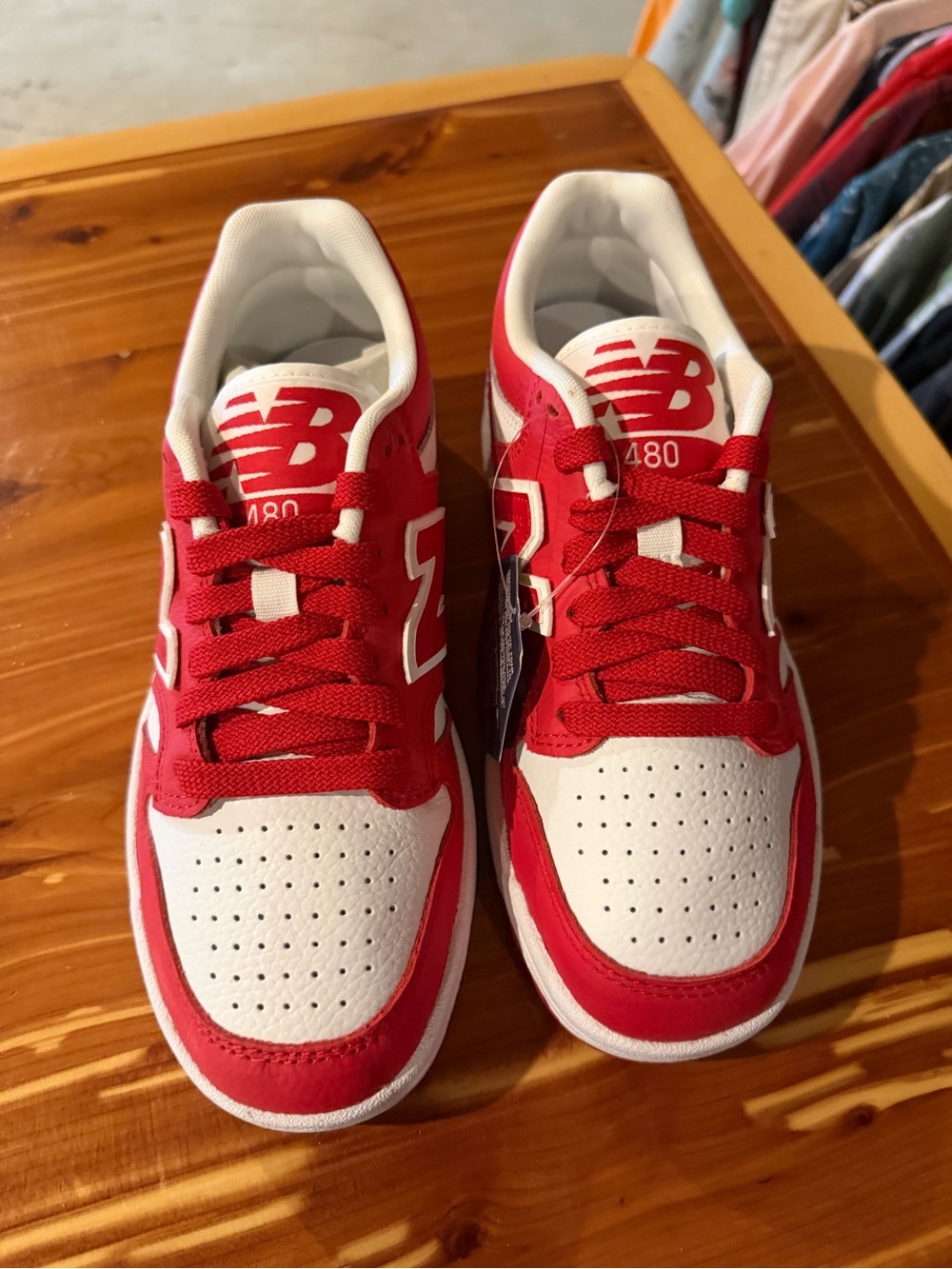 New Balance Kids or women Red and White Low-Top Sneakers